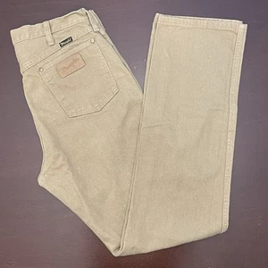 Vintage 70s Wrangler Jeans Mens 34x34 Khaki Cowboy Cut Western Denim 13MWZKH USA - Picture 1 of 18