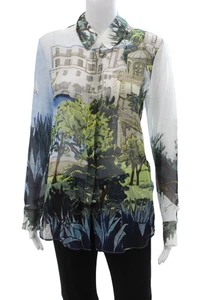 Altuzarra Damen Bluse Seide Grafikdruck Kragen Knopfleiste Langarm Größe 38 - Bild 1 von 8