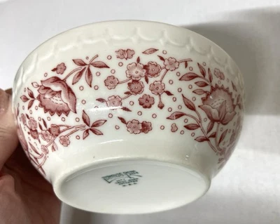 Vintage Econo-Rim Syracuse China Bowl, -  Red Floral Pattern 5 3/4" Diameter - Image 1 of 4