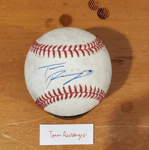 Autographed Baseball game used TOM REISENGER A's - Picture 1 of 2