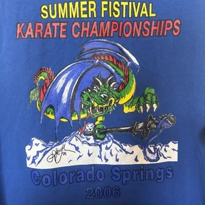 Y2K Gildan Graphic Muscle Gym Tank Top Karate Dragon B.H. Colorado Springs XL - Picture 1 of 6