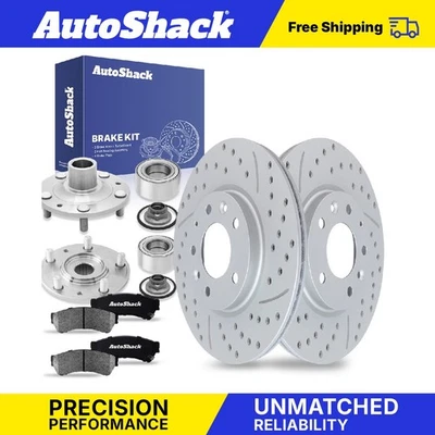 Front Drilled Slotted Brake Rotors Ceramic Pads Hubs for 2006-2008 Mazda 6 - Image 1 of 4