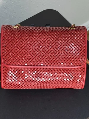 Bolso de hombro vintage de malla roja Whiting & Davis Foto 1 de 4