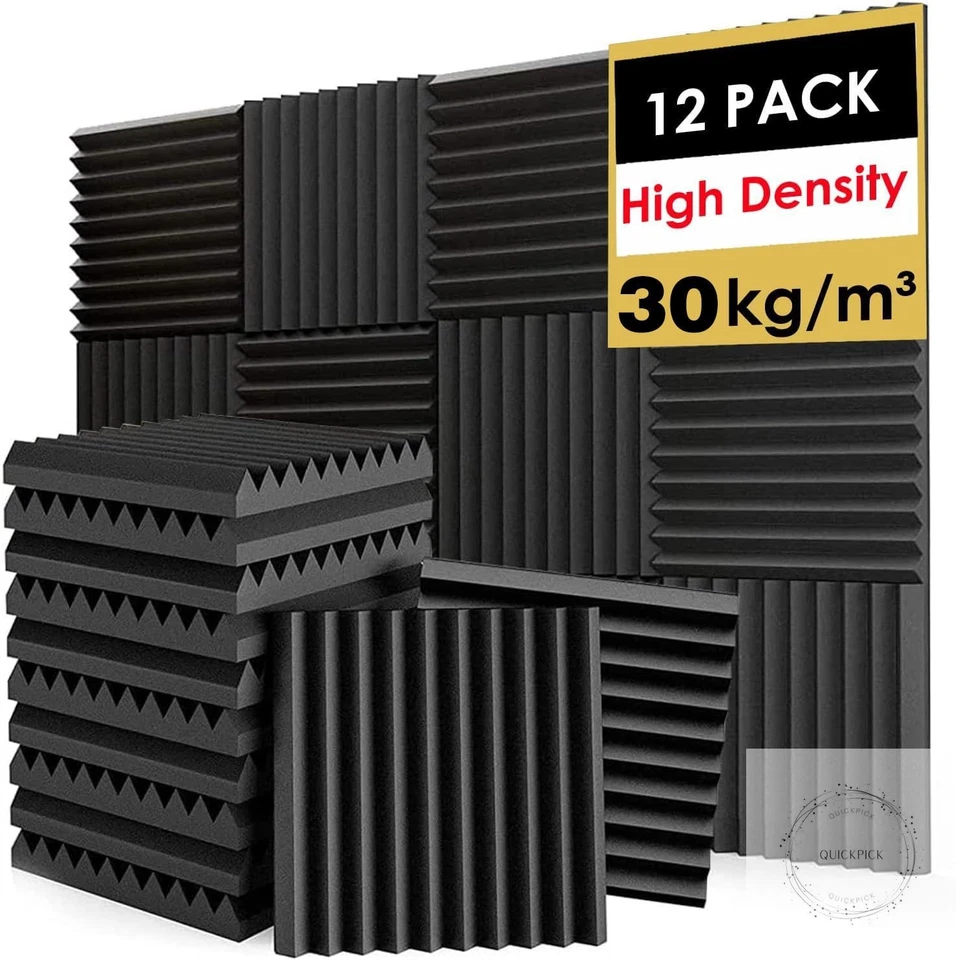 FONESO Acoustic Panels High Density Soundproof Foam Panels for Walls Sound ...