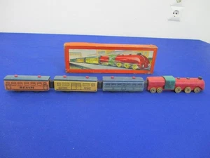 G5933)  alt antik Holz Spielzeug :  Lok und Wagen  OVP - Bild 1 von 10
