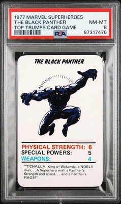 1977 MARVEL SUPERHEROES BLACK PANTHER TOP TRUMPS CARD GAME PSA 8 NM-MINT RARE!!! - Image 1 of 2