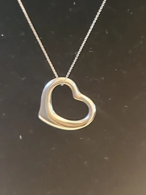 Tiffany & Co. Elsa Peretti Sterling Large Open Heart Pendant 36 mm On Chain  - Image 1 of 4
