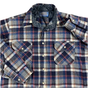 Camisa de lana Pendleton vintage años 60 camisa abotonada a cuadros grande hecha en EE. UU. - Imagen 1 de 16