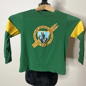 Polo Ralph Lauren Boys Green Polo Bear Ski Graphic Crew-Neck Long Sleeve Tee 4T - Picture 1 of 7