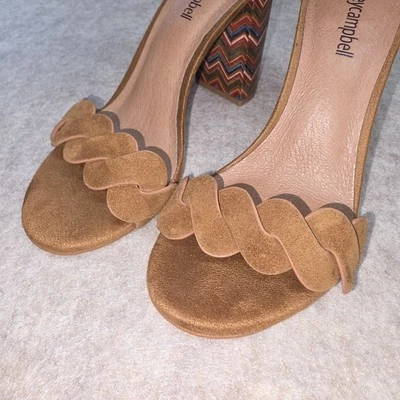 Jeffrey Campbell Lindsay Marrón Gamuza Cierre de Tacón Geométrico en Tobillos Talla 5 Foto 1 de 4