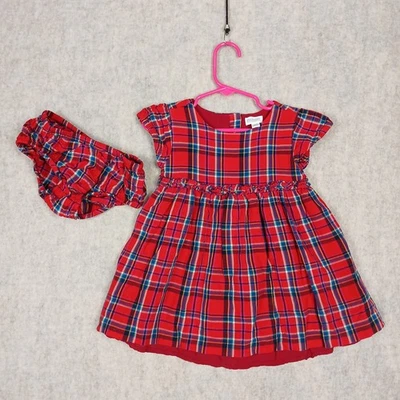 Vestido Tartan Xadrez Vermelho Infantil Menina Gymboree Feriado Tamanho 18-24 Mos Excelente Estado Usado Bloomer - Imagem 1 de 4