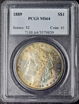 1889 Morgan Silver Dollar Toned - PCGS MS64 - ✪COINGIANTS✪ - Image 1 of 2