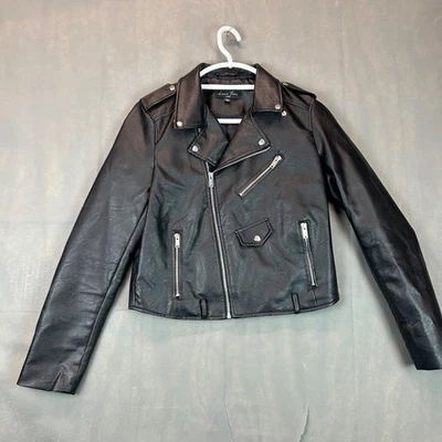 NWOT Love Tree Size Large Faux Leather Moto Biker Jacket black  - Image 1 of 4