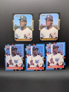 Donruss Rickey Henderson 5 Karten Lot 1987 & 1988 Donruss #277 Yankees HoF - Bild 1 von 6