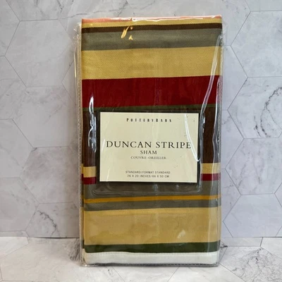 NIP Pottery Barn Duncan Stripe Standard Pillow Sham Rust Red Green Southwest (1) - Image 1 of 4