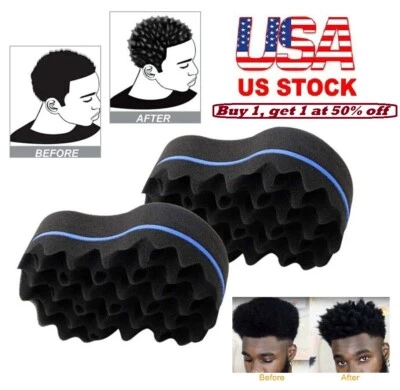 Double Side Barber Hair Brush Sponge Twist Wave Dreads Coil Afro Curl Wave USA - Image 1 of 4