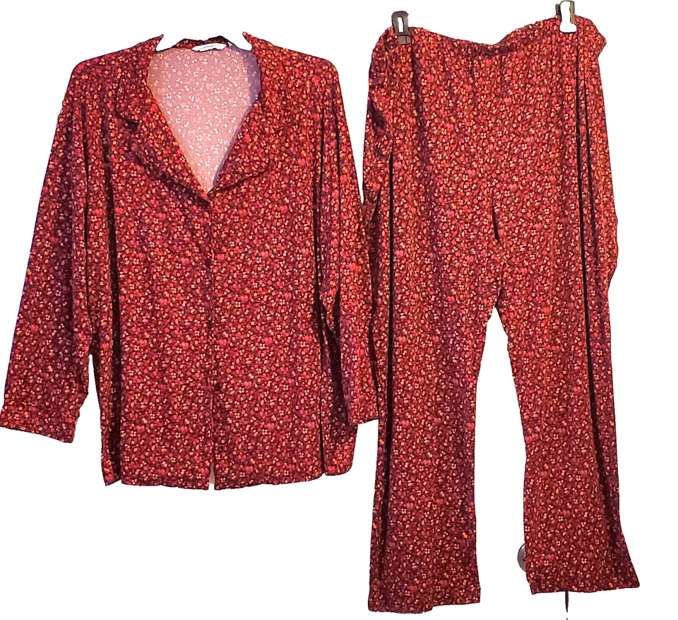 Juego de Pijama 'ISAAC MIZRAHI LIVE'_Realmente Suave 'Piel de Melocotón' Coral/Rojo/Marrón Estampado 4X Foto 1 de 4