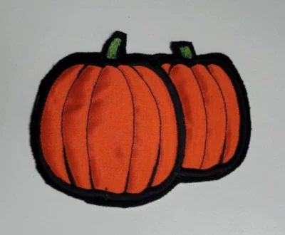 4 1/4"x 5 1/4" Orange Double Pumpkin Sew On Patch Badge Halloween Fall - Image 1 of 4