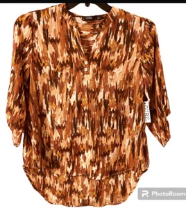 Cure Women’s New With Tag Pullover Abstract Print 3/4 Sleeves High Low Blouse. - Picture 1 of 7