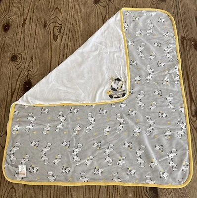 Gymboree Zebra Baby Receiving Blanket Gray White Yellow Bird 2016 Reversible - Image 1 of 4