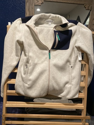 OFF WHITE Amazon Essentials giacca full zip taglia M bianco sporco con blu navy n