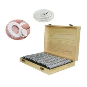 100 Stck. Münzkapseln Holz Display Aufbewahrungsbox Etui Halter Sammlerstück Zubehör - Bild 1 von 6