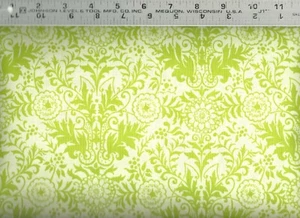 Ink & Arrow ~ Lyla Damask 26106-EH ~ Green on Creme 100% Cotton Quilt Fabric BTY - Picture 1 of 1