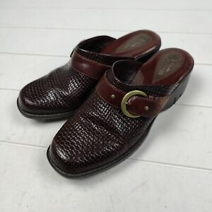 Clarks Artisan Collection Mule Women 10M Woven Clog Burgundy 73264 Casual Slide