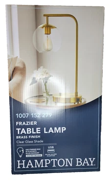 Hampton Bay Frazier Table Lamp with USB Port Antique Brass 21" AF47012U - Image 1 of 4