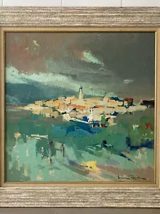 🔥 RARE Fine Vintage Abstract Cityscape Mural Oil Painting, Heinz ROSIEN 1950s - Picture 1 of 24