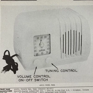 1946 Arvin Radio Model 544 544A Wire Schematic Repair Manual Vintage Original - Picture 1 of 2