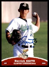 2009 Grandstand Clinton LumberKings Update Derrick Saito Signed IP AUTO Clinton