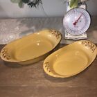 Cerutil Stoneware Set of 2 Oval Serving Bowls Mustard Yellow Portugal 12" + 14"