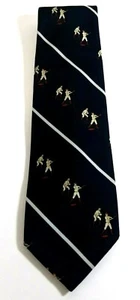 Vintage Bert Pulitzer Baseball Player Mens Black Silk Blend Tie Necktie - Picture 1 of 7