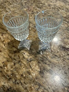 Vintage Indiana Gläser 4 Unzen Mount Vernon Clear Vertical Cut 2er Set - Bild 1 von 2