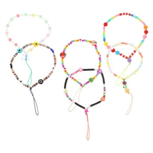 6 Pcs Mobile Phone Charm Pendant Rope Beaded Chain Wrist Strap for - Zdjęcie 1 z 12