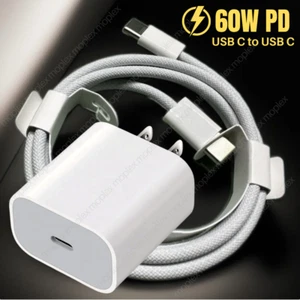 For iPhone 15 Samsung 20W Type C Fast Charger Adapter Block USB C Charging Cable - Picture 1 of 15