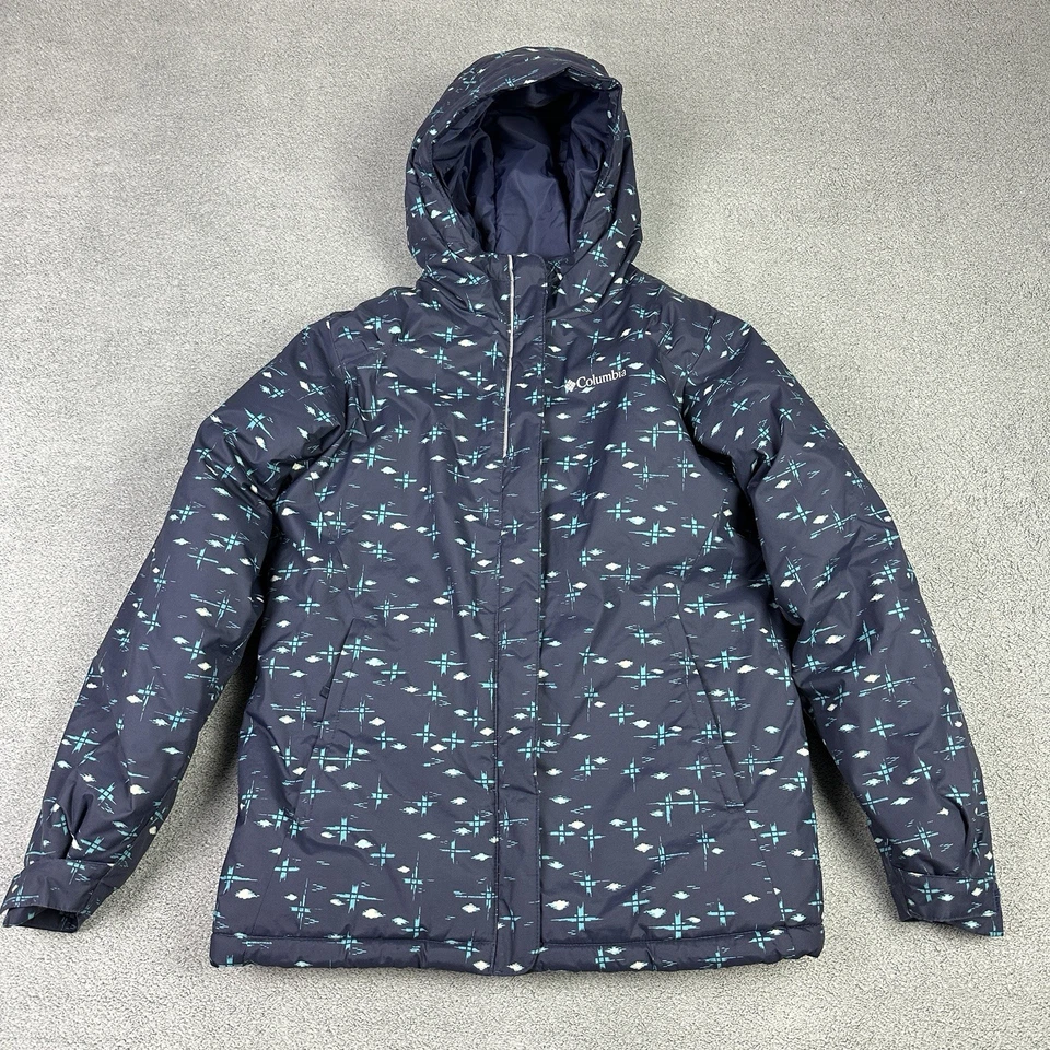 Columbia Jacket Girls Large 14-16 Blue AOP Horizon Ride Coat Insulated Outdoor - Image 1 of 4