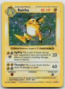 Pokémon Raichu Shadowless- 14/102 - Base Set Holo Rare  HP - Picture 1 of 2