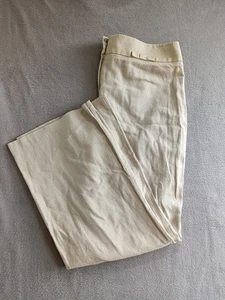 M&S Linen Mix Trousers Women's Size 14 Beige Wide 31"L Loose Relaxed High Waist - Picture 1 of 7