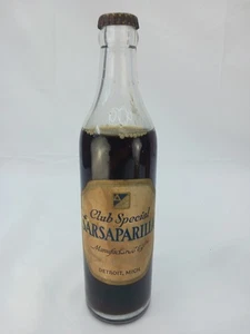 VTG Prohibition Era Detroit MI DAC Athletic Club Sarsaparilla FULL Bottle RARE - Picture 1 of 9
