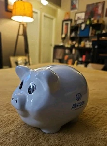 Allstate Piggy Bank Vintage 90s 6" Off-White Advertising *Read* - Picture 1 of 10