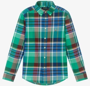 Polo Ralph Lauren Shirt Boys Medium 10-12 GreenPlaid Button Up Long Sleeve Pony - Picture 1 of 10