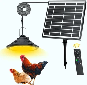 Solar Chicken Coop Light with Timer | 3000K Warm LED, IP66 Waterproof & 16.4f... - Picture 1 of 11