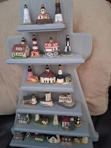 Lenox Lighthouse Thimble Collection - 24 Lighthouses - With Wooden Display Shelf - Picture 1 of 4
