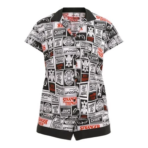 Netflix Stranger Things Damen 3X bedrucktes gekerbtes Oberteil und Shorts Pyjama Set NEU - Bild 1 von 5