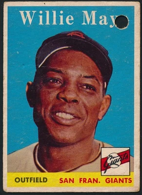 1958 Topps Willie Mays #5 Juego de perforadoras de agujeros Relleno Bajo grado Gigantes de San Francisco Foto 1 de 2
