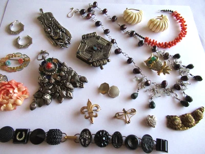 Lote de 16 piezas de joyería de desgaste piezas de reparación posteriores victorianas bohemias étnicas de colección Foto 1 de 4