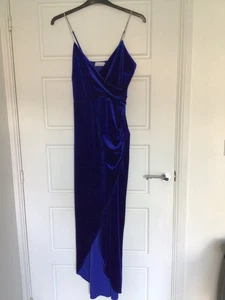 QUIZ BLUE VELVET EVENING DRESS SIZE 14 BRAND NEW WITHOUT TAGS - Picture 1 of 4
