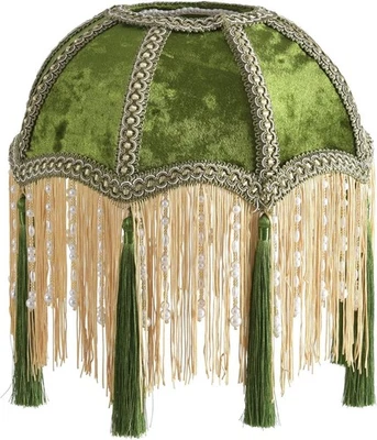 Lampshade with Tassels, Victorian Lampshade, Golden 25Cm Velvet Top Replacement - Image 1 of 4